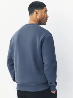 Steel Blue Regular Fit Heavyweight Cotton Rich Crew Neck Sweatshirt