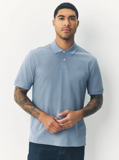 Steel Blue Regular Fit Short Sleeve Pique Polo Shirt