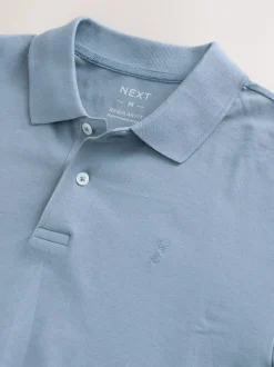 Steel Blue Regular Fit Short Sleeve Pique Polo Shirt