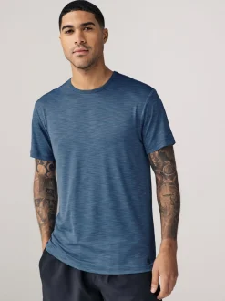 Steel Blue Short Sleeve Tee Active Gym Training Top