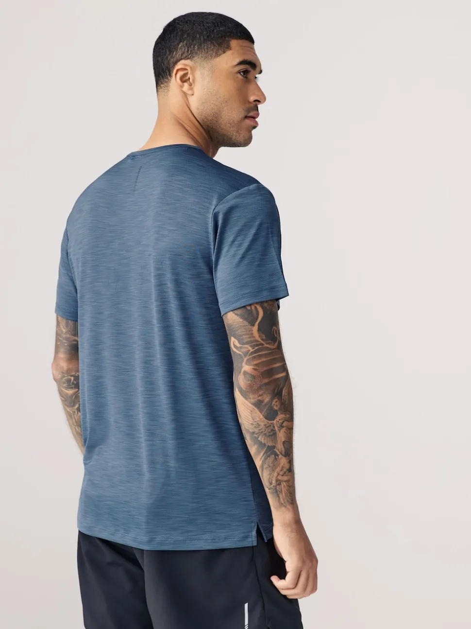 Steel Blue Short Sleeve Tee Active Gym Training Top
