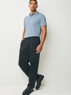Steel Blue Slim Fit Short Sleeve Pique Polo Shirt