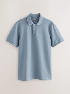 Steel Blue Slim Fit Short Sleeve Pique Polo Shirt