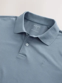 Steel Blue Slim Fit Short Sleeve Pique Polo Shirt
