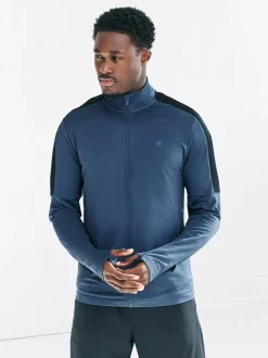 Steel Blue Zip Through Active Training Top