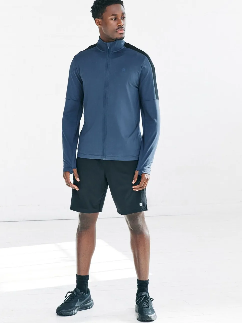 Steel Blue Zip Through Active Training Top