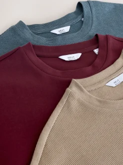 Stone / Burgundy Red / Blue Smart Soft Touch Heavyweight T-Shirts 3 Pack