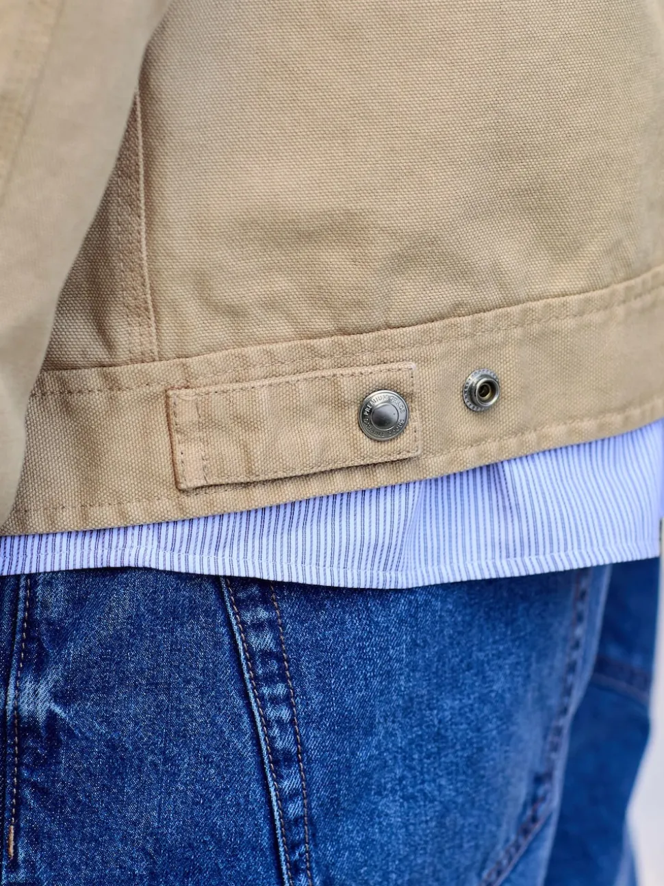 Stone Canvas Worker Jacket with Corduroy Collar