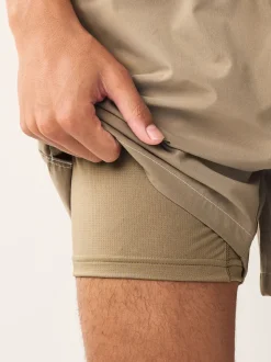 Stone Contrast Stitch Swim Shorts
