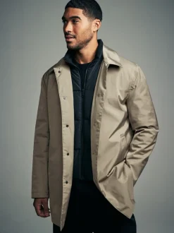 Stone Cream Shower Resistant Padded Funnel Neck Coat