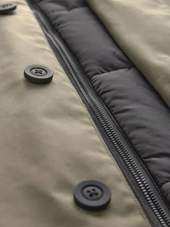 Stone Cream Shower Resistant Padded Funnel Neck Coat