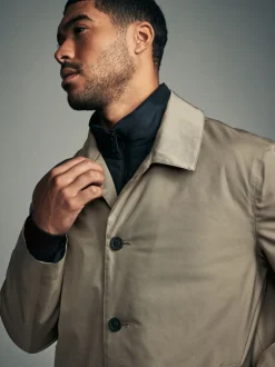 Stone Cream Shower Resistant Padded Funnel Neck Coat