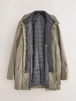 Stone Cream Shower Resistant Padded Funnel Neck Coat
