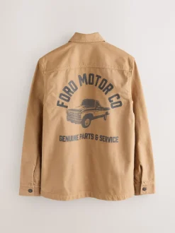 Stone License Ford Back Print Canvas Shacket