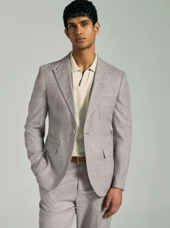 Stone Linen Blend Texture Suit Jacket