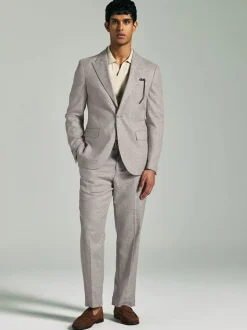 Stone Linen Blend Texture Suit Jacket