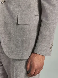Stone Linen Blend Texture Suit Jacket