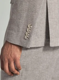 Stone Linen Blend Texture Suit Jacket