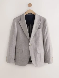 Stone Linen Blend Texture Suit Jacket