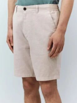 Stone Linen Rich Elasticated Waist Chino Shorts