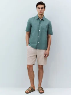 Stone Linen Rich Elasticated Waist Chino Shorts