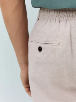 Stone Linen Rich Elasticated Waist Chino Shorts