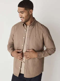Stone Natural Regular Fit Long Sleeve Oxford Shirt