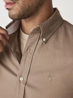 Stone Natural Regular Fit Long Sleeve Oxford Shirt