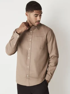 Stone Natural Regular Fit Long Sleeve Oxford Shirt
