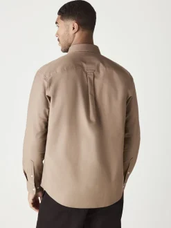 Stone Natural Regular Fit Long Sleeve Oxford Shirt
