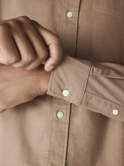 Stone Natural Regular Fit Long Sleeve Oxford Shirt