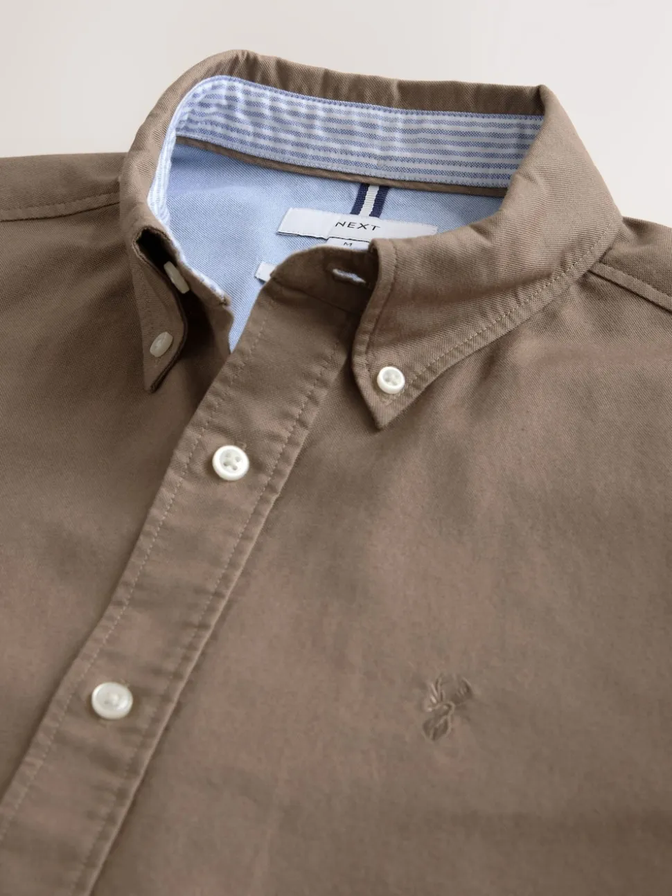 Stone Natural Regular Fit Short Sleeve Oxford Shirt