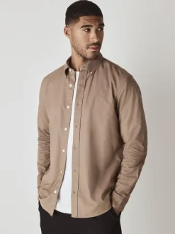 Stone Natural Slim Fit Long Sleeve Oxford Shirt