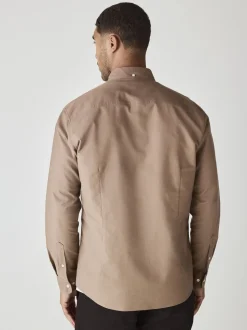 Stone Natural Slim Fit Long Sleeve Oxford Shirt