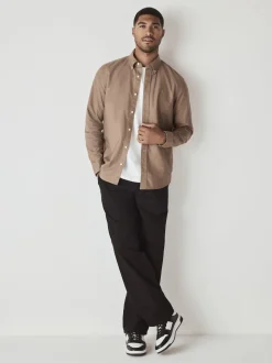 Stone Natural Slim Fit Long Sleeve Oxford Shirt
