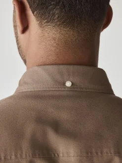 Stone Natural Slim Fit Long Sleeve Oxford Shirt