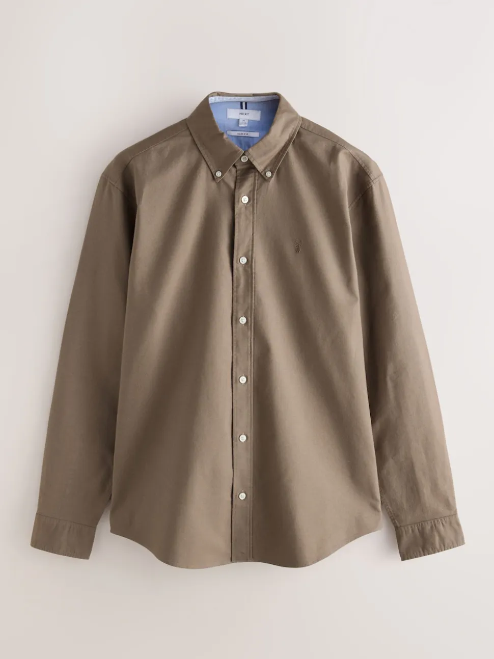 Stone Natural Slim Fit Long Sleeve Oxford Shirt