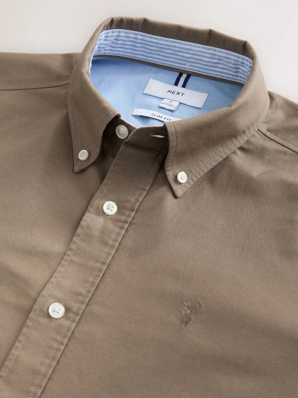 Stone Natural Slim Fit Long Sleeve Oxford Shirt