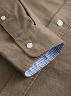 Stone Natural Slim Fit Long Sleeve Oxford Shirt