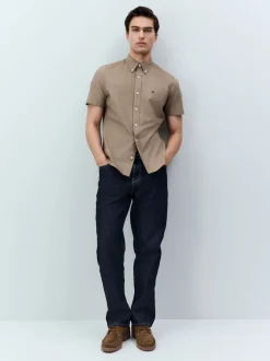 Stone Natural Stretch Oxford Short Sleeve Shirt