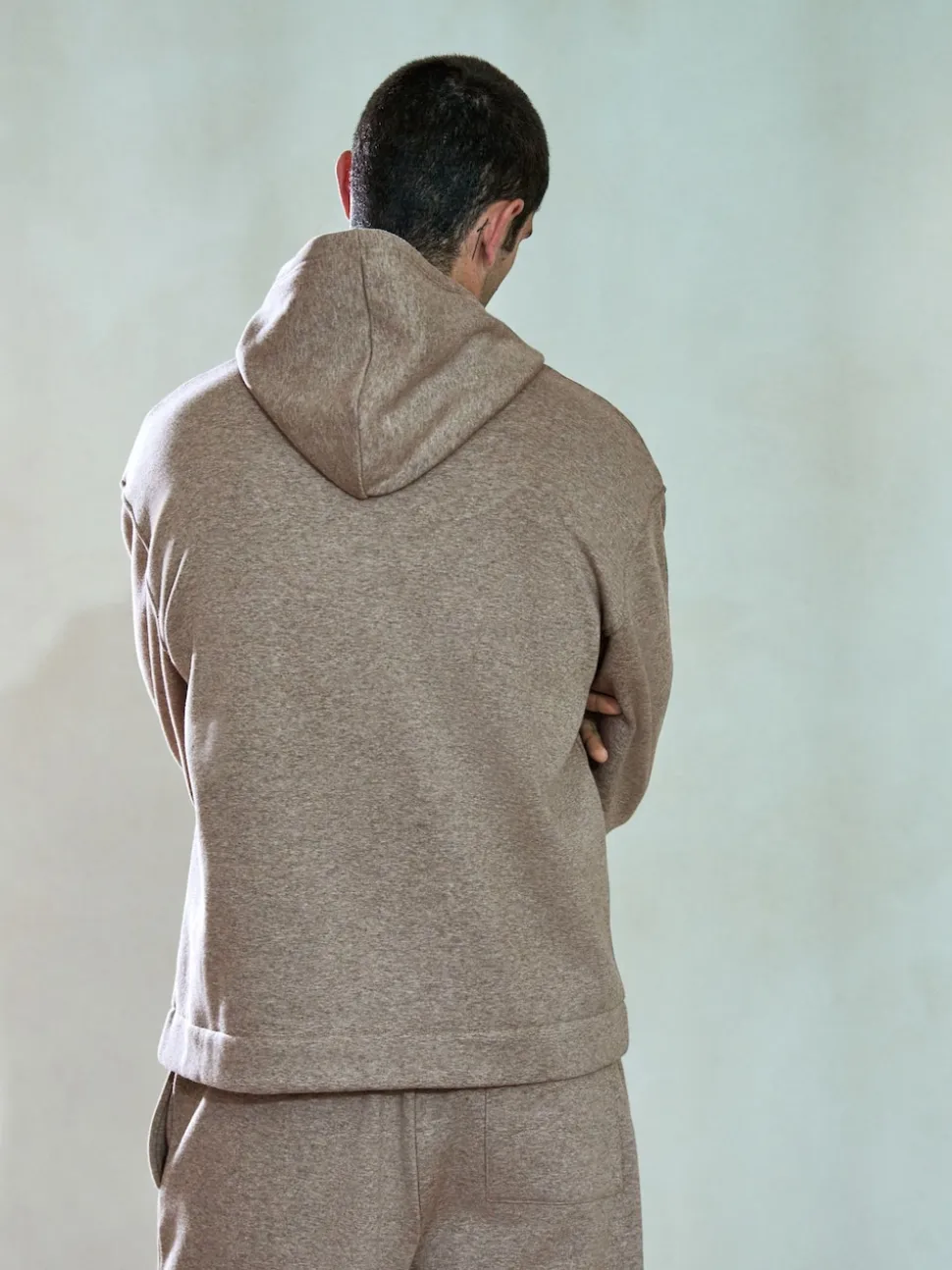Stone Neutral Velour Lined Zip Through Hoodie