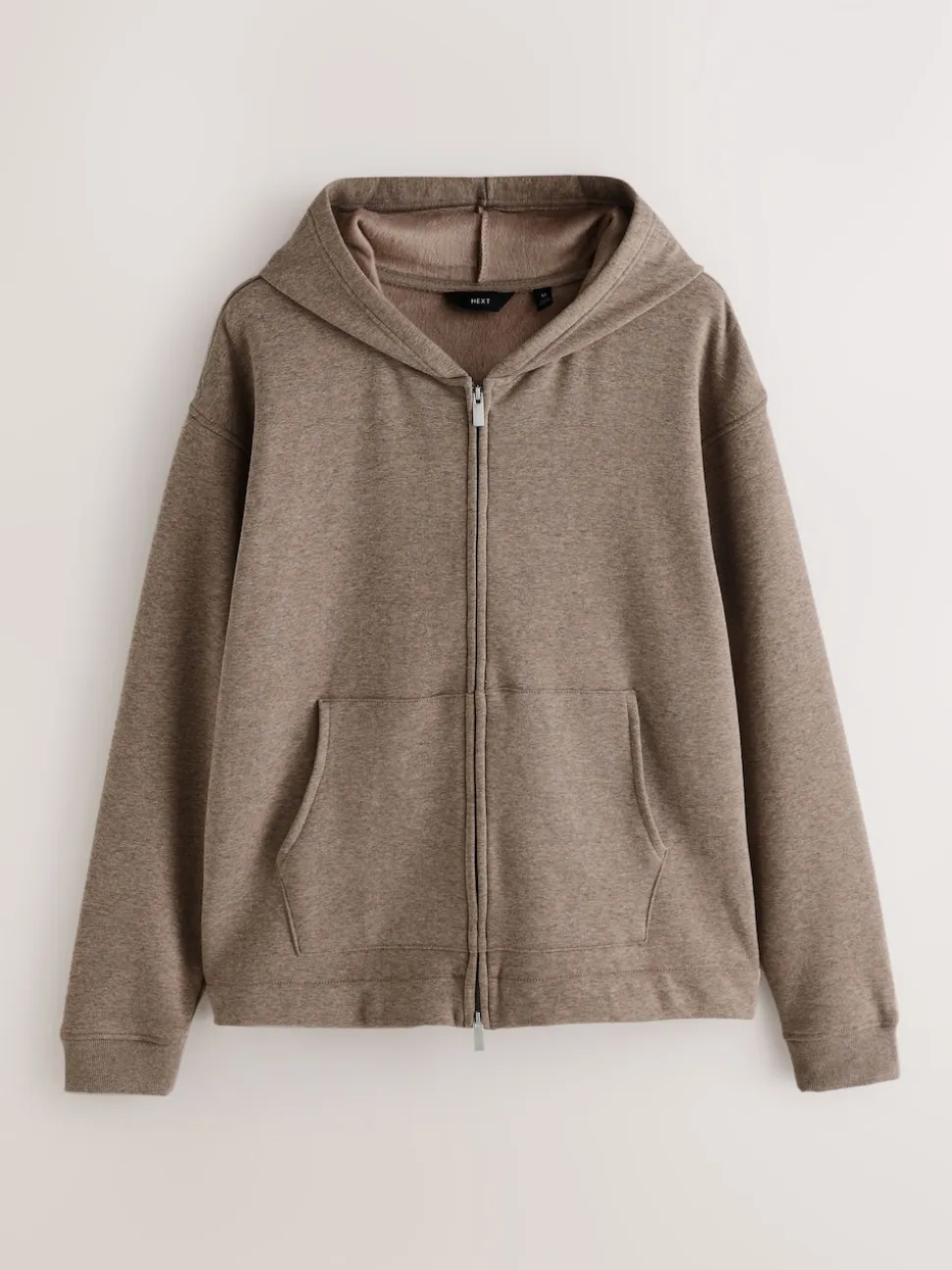 Stone Neutral Velour Lined Zip Through Hoodie