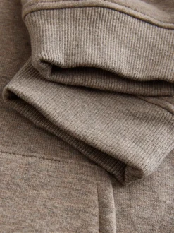 Stone Neutral Velour Lined Zip Through Hoodie