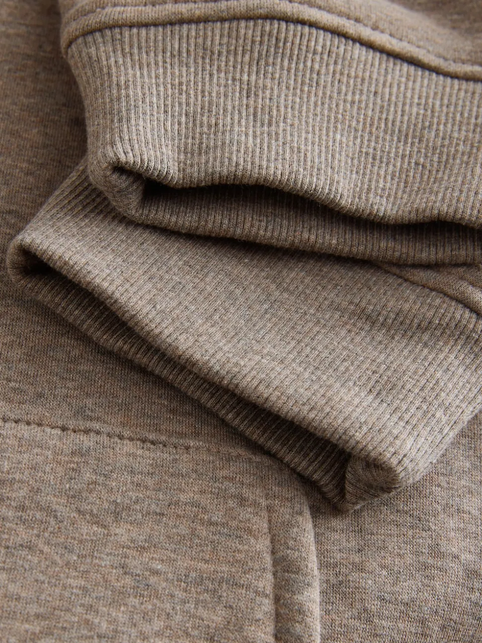 Stone Neutral Velour Lined Zip Through Hoodie