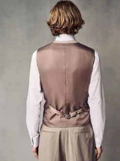 Stone Regular Fit Wool Blend Motionflex Waistcoat