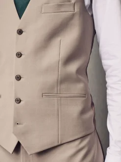 Stone Regular Fit Wool Blend Motionflex Waistcoat