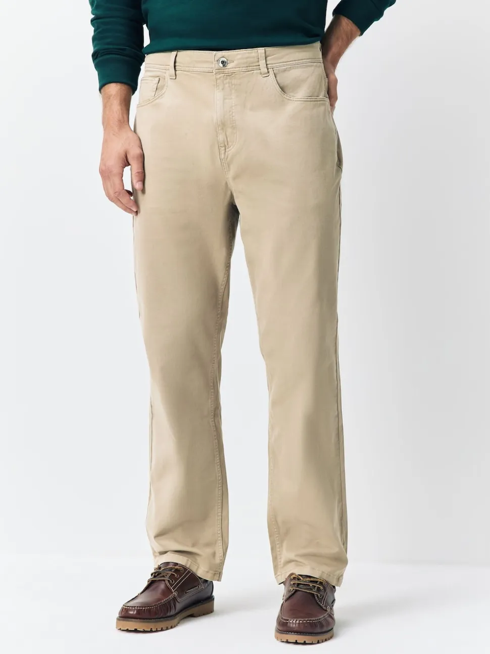 Stone Regular Tapered Fit 5 Pocket Soft Touch Trousers