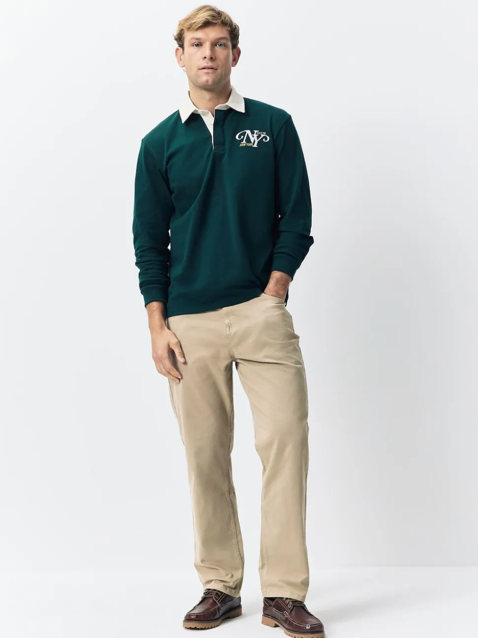 Stone Regular Tapered Fit 5 Pocket Soft Touch Trousers