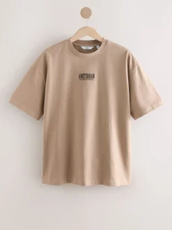 Stone Relaxed Fit Graphic Print Heavy Weight T-Shirt