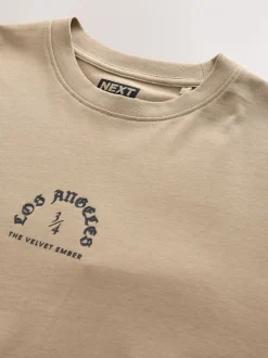 Stone Relaxed Fit Long Sleeve Graphic T-Shirt